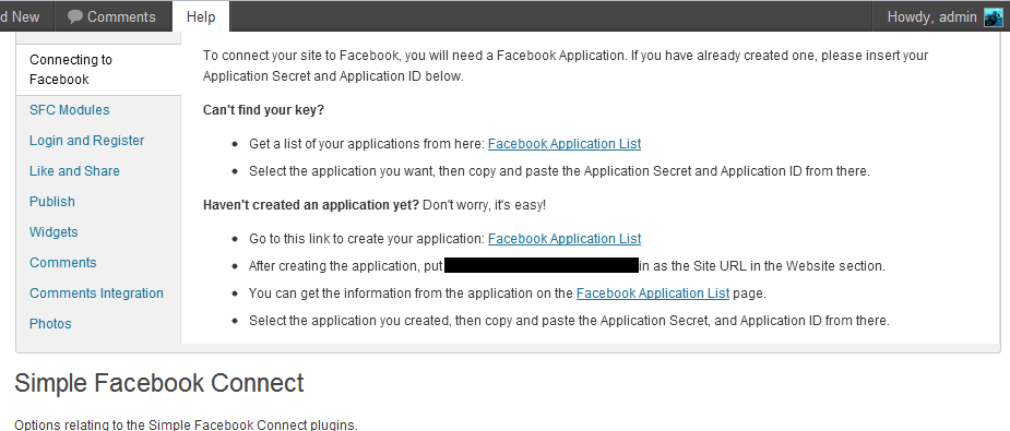 sfc33help SFC Help screen in WordPress 3.3